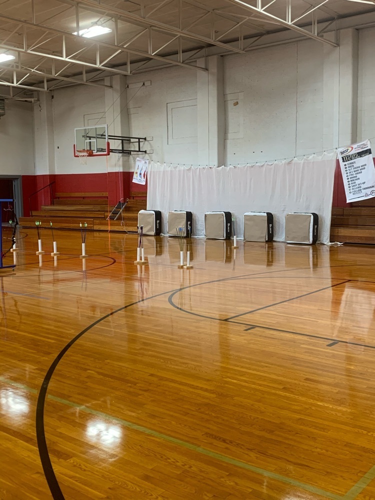 archery set up in gym